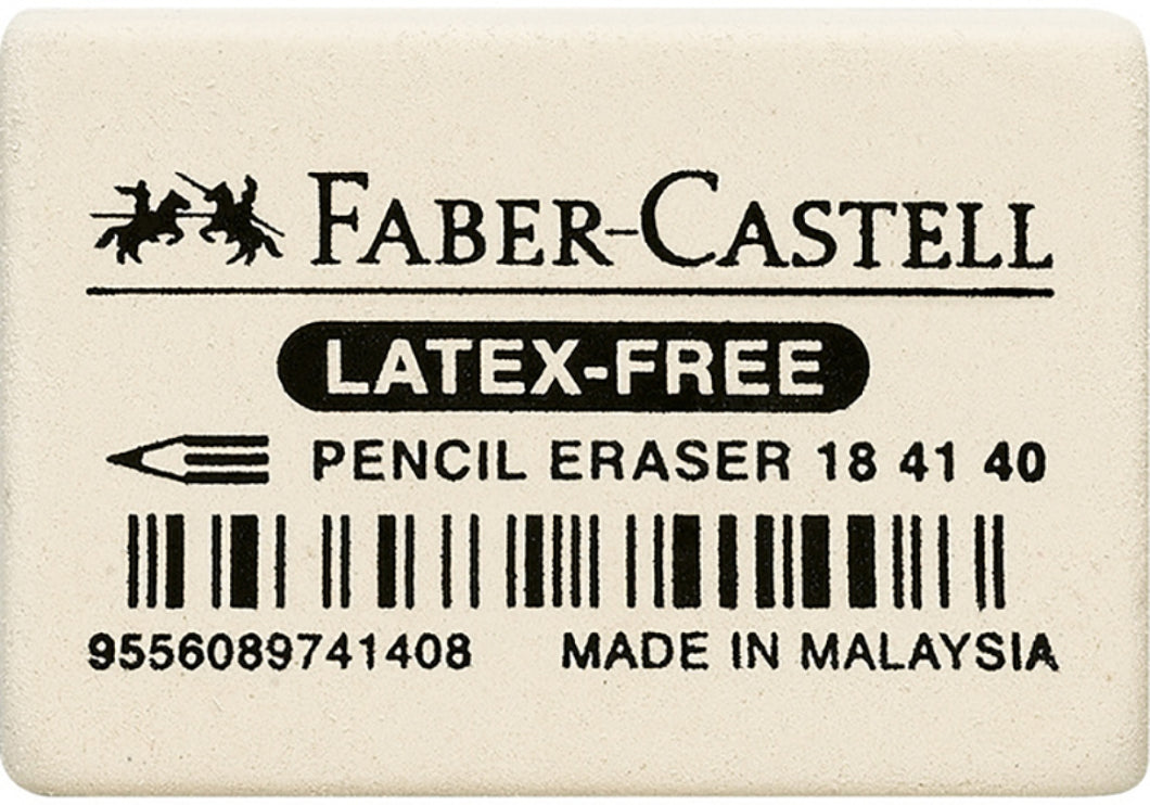 Faber-Castell Radierer, 7041-40, rechteckig, Naturkautschuk, 34 x 26 x 8 mm, weiß